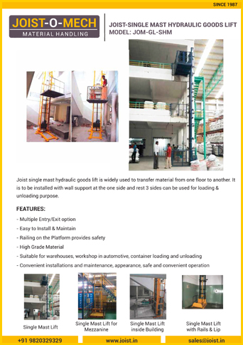 Single Mast Hydraulic Lift