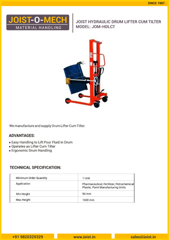 Hydraulic Drum Lifter Cum Tilter